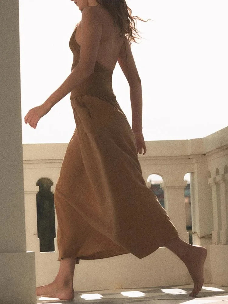 Zaba Женское Сексуальное Эластичное Платье Трапециевидной Формы С Открытой Спиной