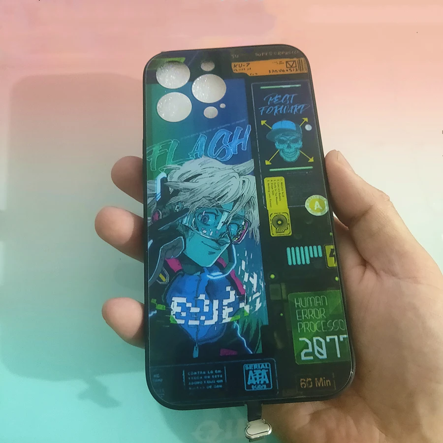 Стеклянный чехол со светодиодной подсветкой для телефона для девушек iPhone  12 11 Pro Max X Xr Xs Max 6 7 8 Plus, светящаяся задняя крышка с голосовым  управлением | AliExpress