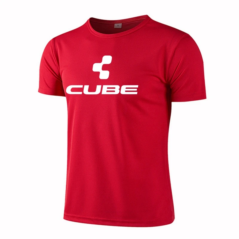 CUBE Summer Breathable Mesh T-shirts Men Sportswear Stretch Sweat Tees Male Plus Size Fashion Print Workout Gym T Shirt