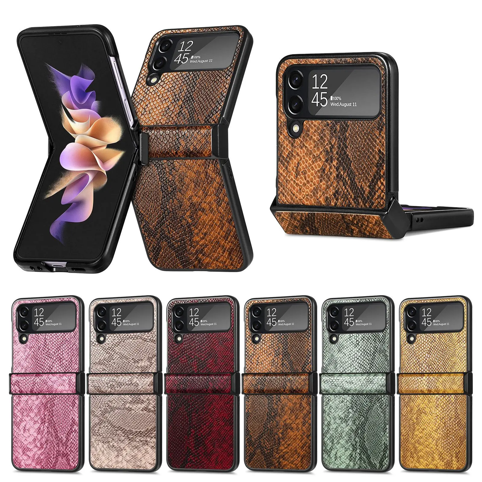 

Python Pattern Folding Screen Phone Case For Samsung Galaxy Z Flip 4 Z Flip 3 5G Folding Screen Phone Case