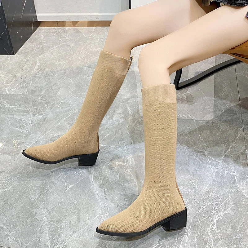 

2022 Fashion Women Boots Autumn and Winter Over Knee High Heels Comfort Shoes Women Thigh Boots Brown Long Boots Women Shoes