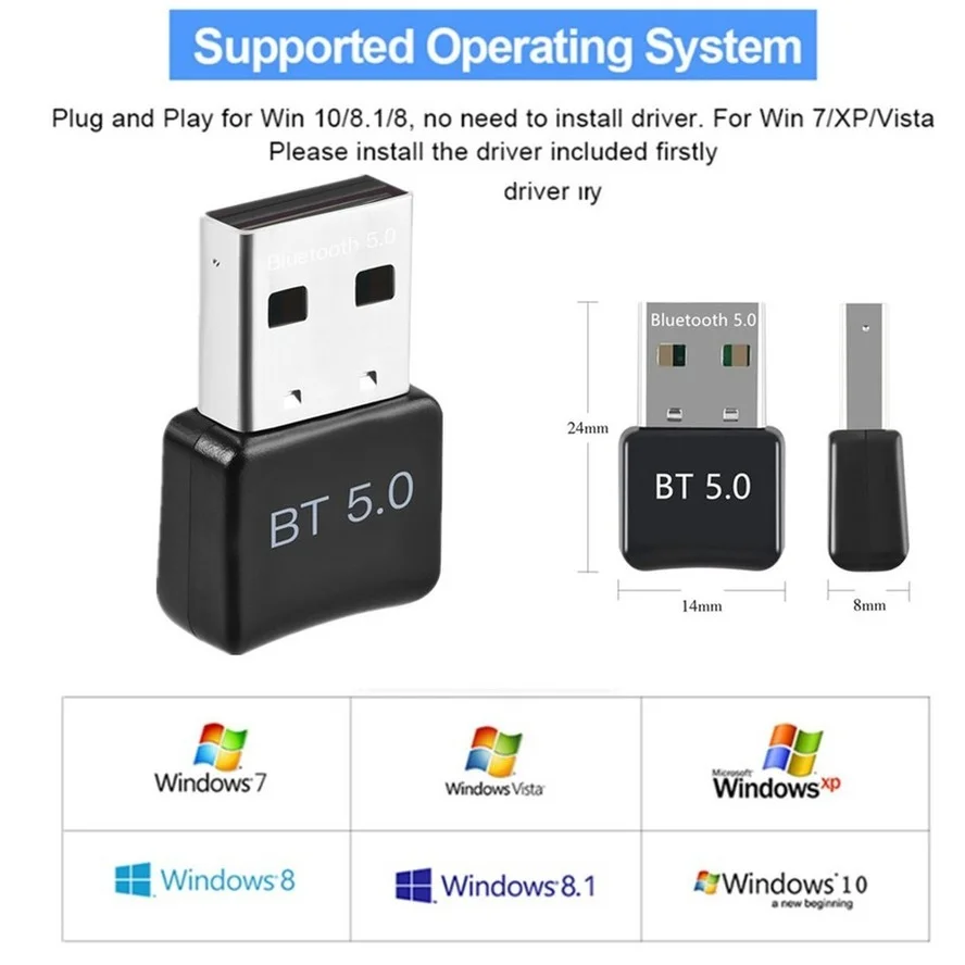 Мини USB беспроводной Bluetooth BT 5 0 адаптер приемник ключ высокоскоростной передатчик