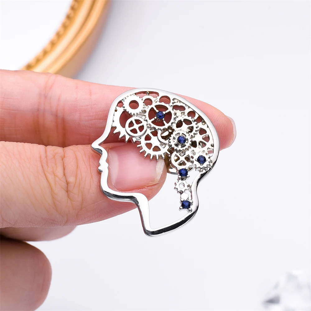 Medsor креативная полый головка мозга Φ медицинский значок белая Бриллиантовая