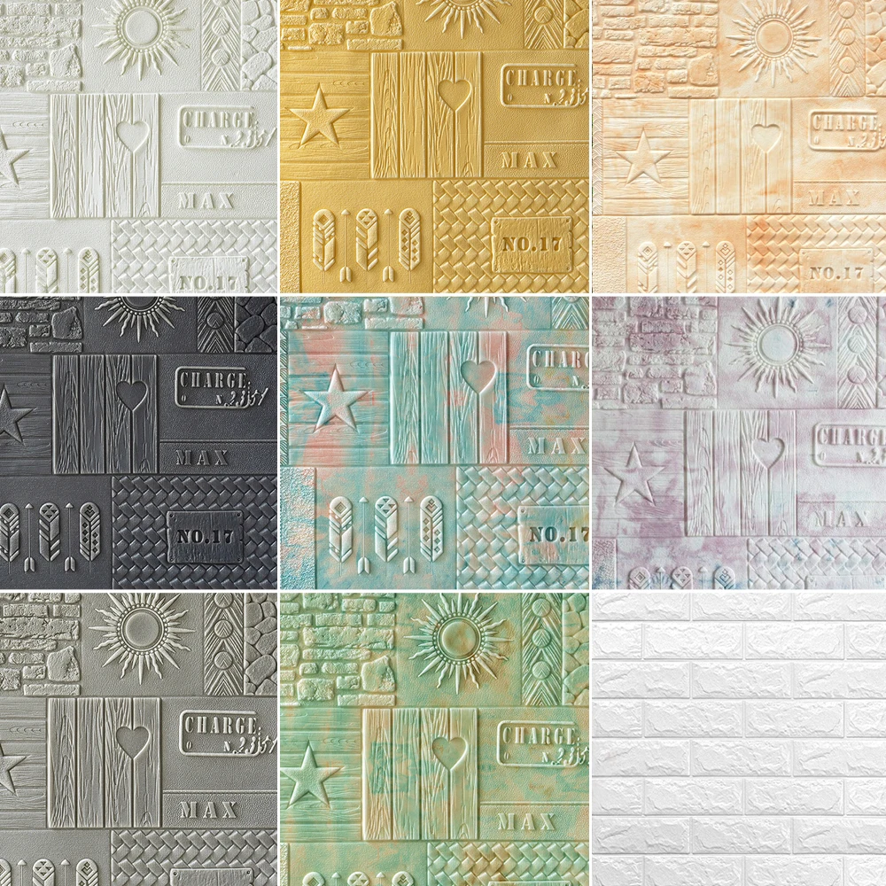 3D Wallpaper Self Adhesive Woodr Grain Wall Sticker Soft Package Kindergarten Walls Decoration Waterproof Foam |