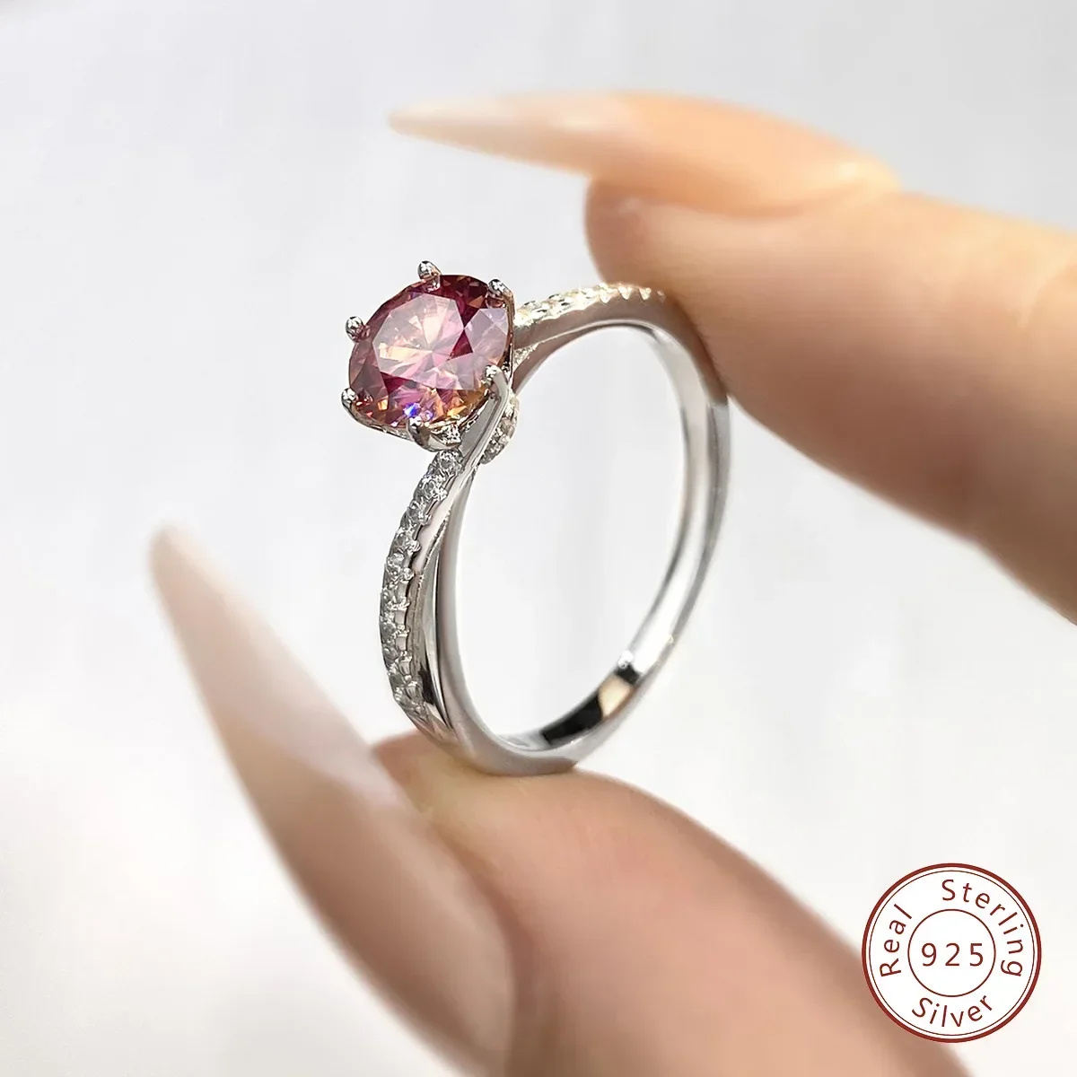 1CT красочные кольца с бриллиантами из муассанита для женщин GRA сертифицированное