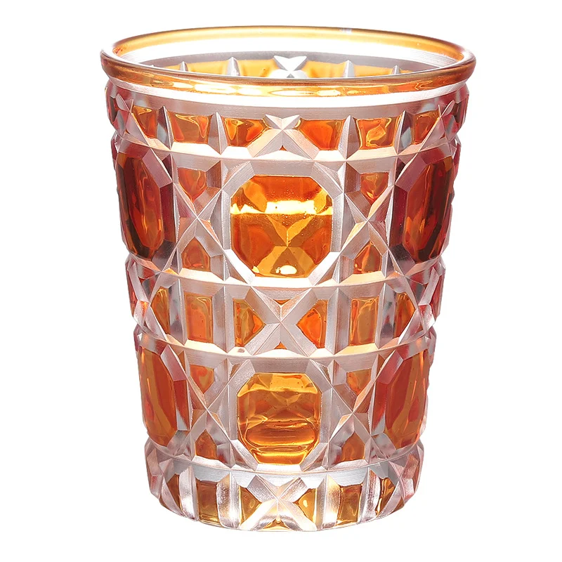 

Retro Affordable Luxury Plaid Glass Wine Glass Advanced Sense Whiskey Shot Glass Household Wine Glass