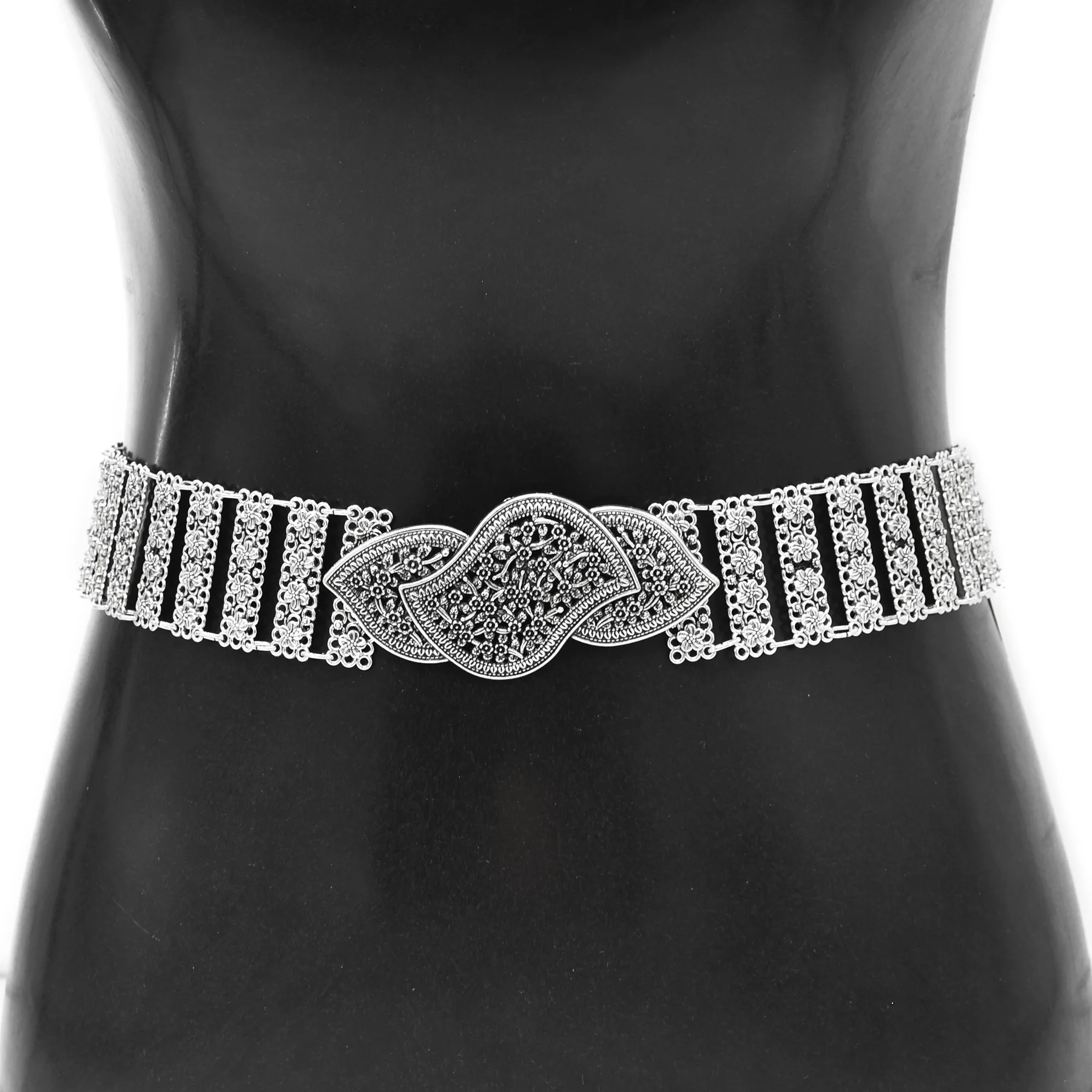 Винтажные серебристые полые цветочные металлические поясные цепочки на живот