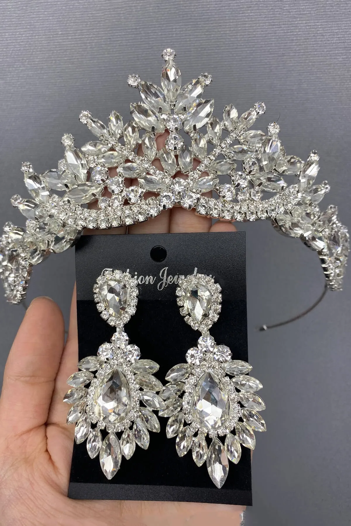 

Silver Color Berlin Bridal Crown and Earring