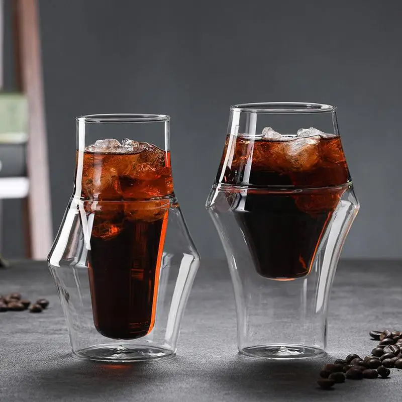 Double Wall Glass Coffee Mugs Clear Borosilicate Glass Coffee Cup Anti-Slip Coffee Mugs Thermo Insulated Glass For Latte