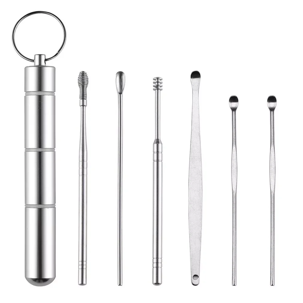 

Portable Durable Stainless Steel Ear Pick Set Ear Cleaning Decompression Artifact Ear Pick Spoon