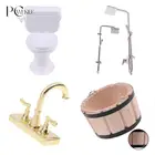 Кукольный домик, винтажная мебель для ванной, моделирование, белый кукольный туалет, миниатюрный домик, детские игрушки, аксессуары для кукол, 112