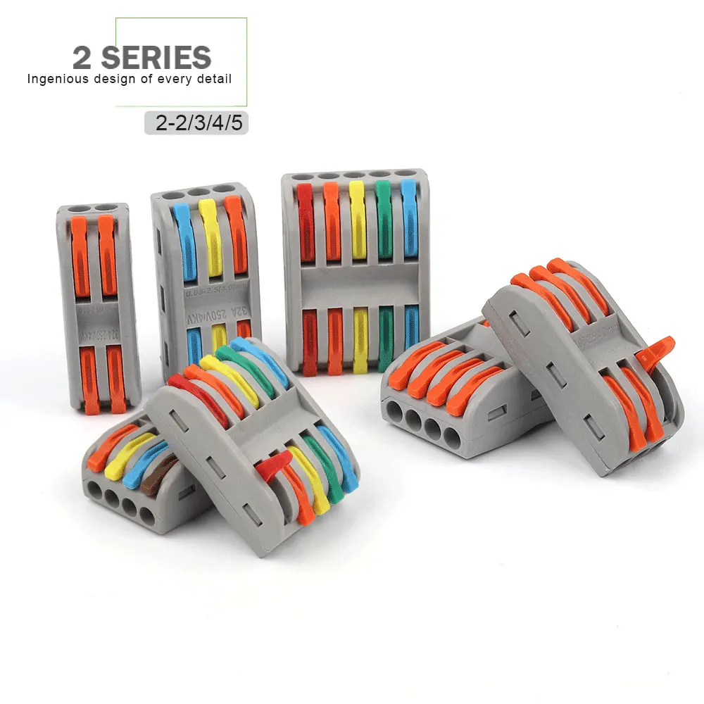 

Mini Fast Wire Connector 222 2/3/4/5 Pin Spring Splicing Conductor Terminal Blocks For Led Lighting Electric Push-in Connectors