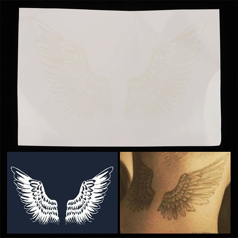 

Тату-наклейка на шею с крыльями для мужчин и женщин, временная водостойкая черная ненастоящая татуировка, демон, ангел, боди-арт, тату-наклейка