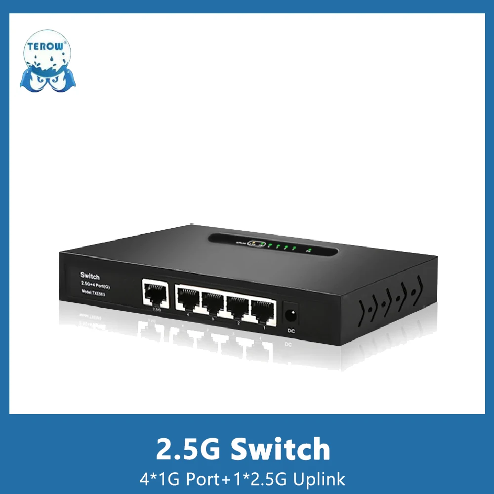 

Сетевой коммутатор Terow 2,5 Гбит/с, гигабитный коммутатор Ethernet, неуправляемый быстродействующий сетевой коммутатор 1 ГБ, 4 порта, Гбит/с, Uplink для Wi-Fi маршрутизатора