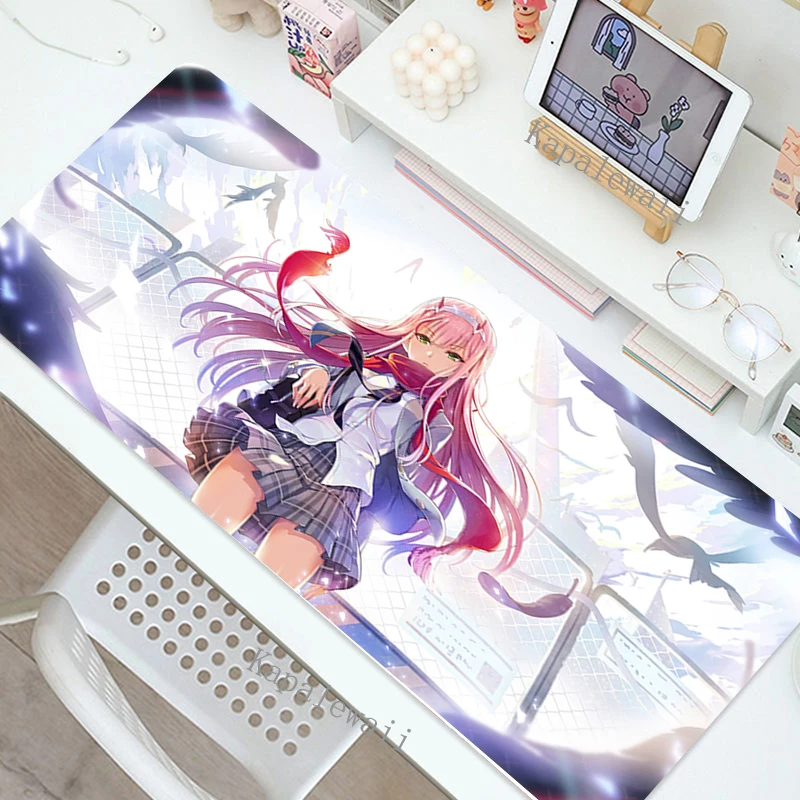 

XL Anime Zero Two Mousepad HD Printing Computer Gamers Locking Lock Edge Mouse Pad XXL 90x40cm Keyboard PC Desk Pad Csgo Pad