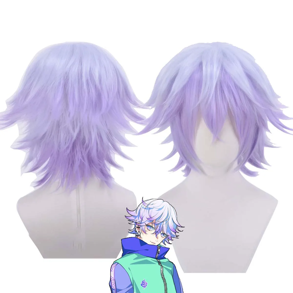 Фото Короткий фиолетовый термостойкий парик из синтетических волос Anime Paradox Live Cosplay KANATA MC:NAYUTA №2