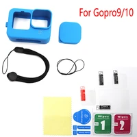 silicone case for gopro hero 10 9 tempered glass screen protector protective film lens cap cover for go pro 10 accessories