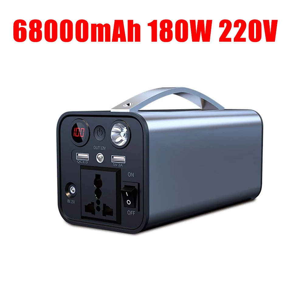 

220V 180W Emergency Generator 68000mAh Portable Power Station Outdoor Power Supply Inverter Battery Charger Solar Power Bank