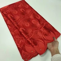 5 yards high quality red color swiss voile lace africa embroidery net lace brode popular for african women cloth sew materials