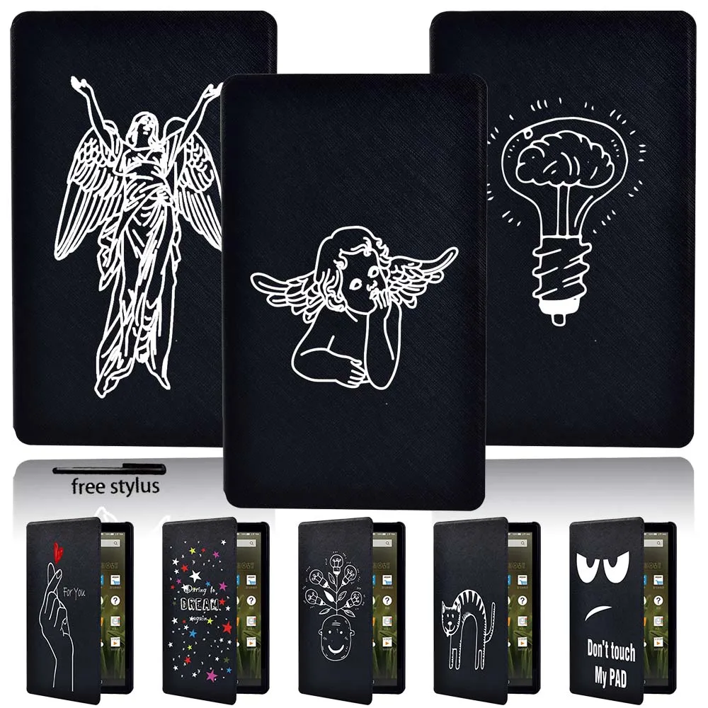 

Leather Stand Tablet Case For Fire 7 (5/7/9th) /HD8 (6/7/8th)/ HD10(5/7/9th ) Slim Tablet Protective Cover Case+Pen