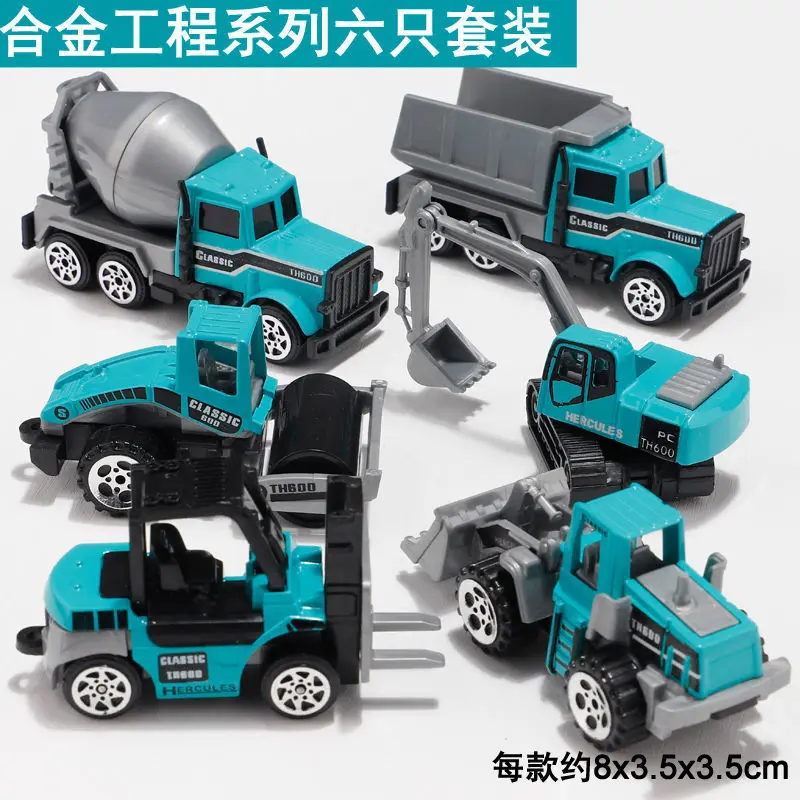

6pcs Alloy Diecast Engineering Car Models Fire Fighting Truck Toys for Children Kids Vehicle Toys Gift Excavator Tractor Toy