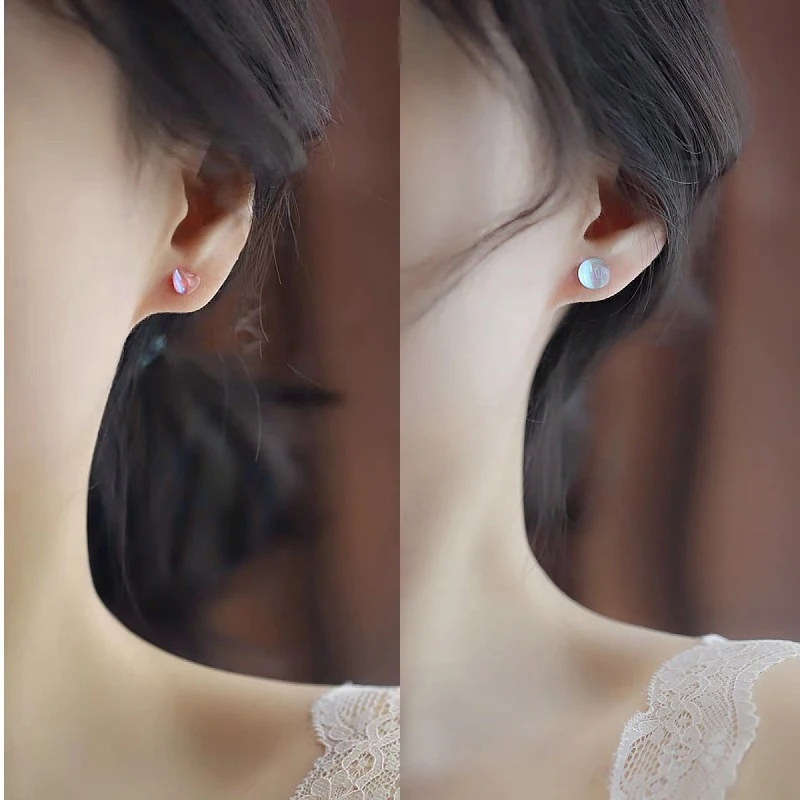 Набор разноцветных прозрачных круглых сережек-гвоздиков в форме сердца KADRUFI