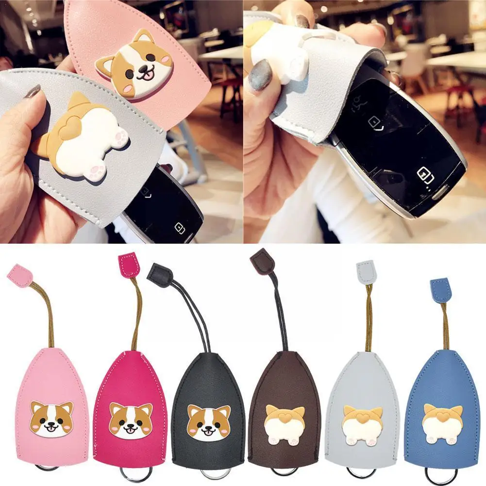 

Creative Pull Out Key Bag Cute Shiba PU Leather Large PU Car Holder Case Capacity Easy Not Pouch Slip Key Key Leather Car C P1O2