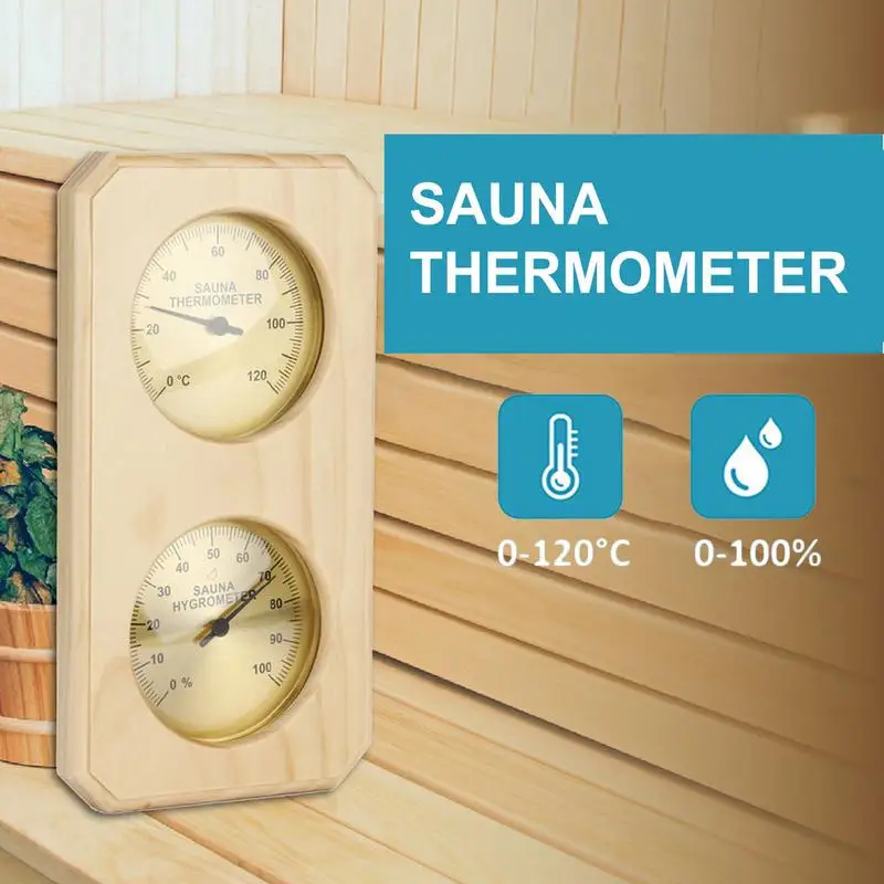 

Измеритель температуры и влажности в помещении 2 в 1, деревянный гигротермограф для сауны, настенный прибор для измерения температуры