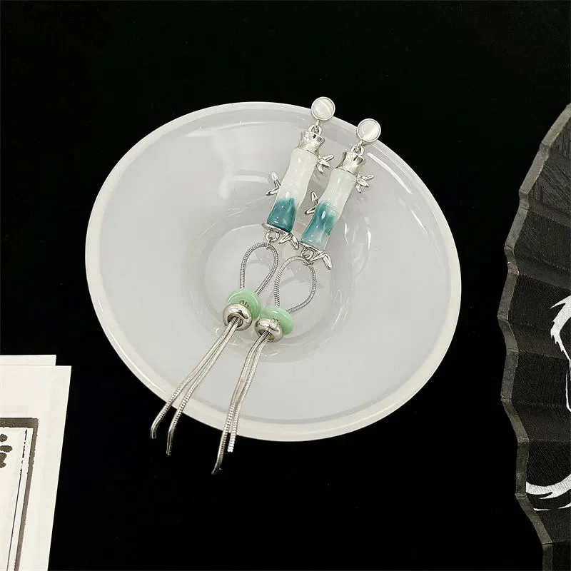 Chinese Style Tassel Earrings Women Y2K Punk Irregular Slub Drop Earring Necklace 2023 New Fashion Jewelry Accessories