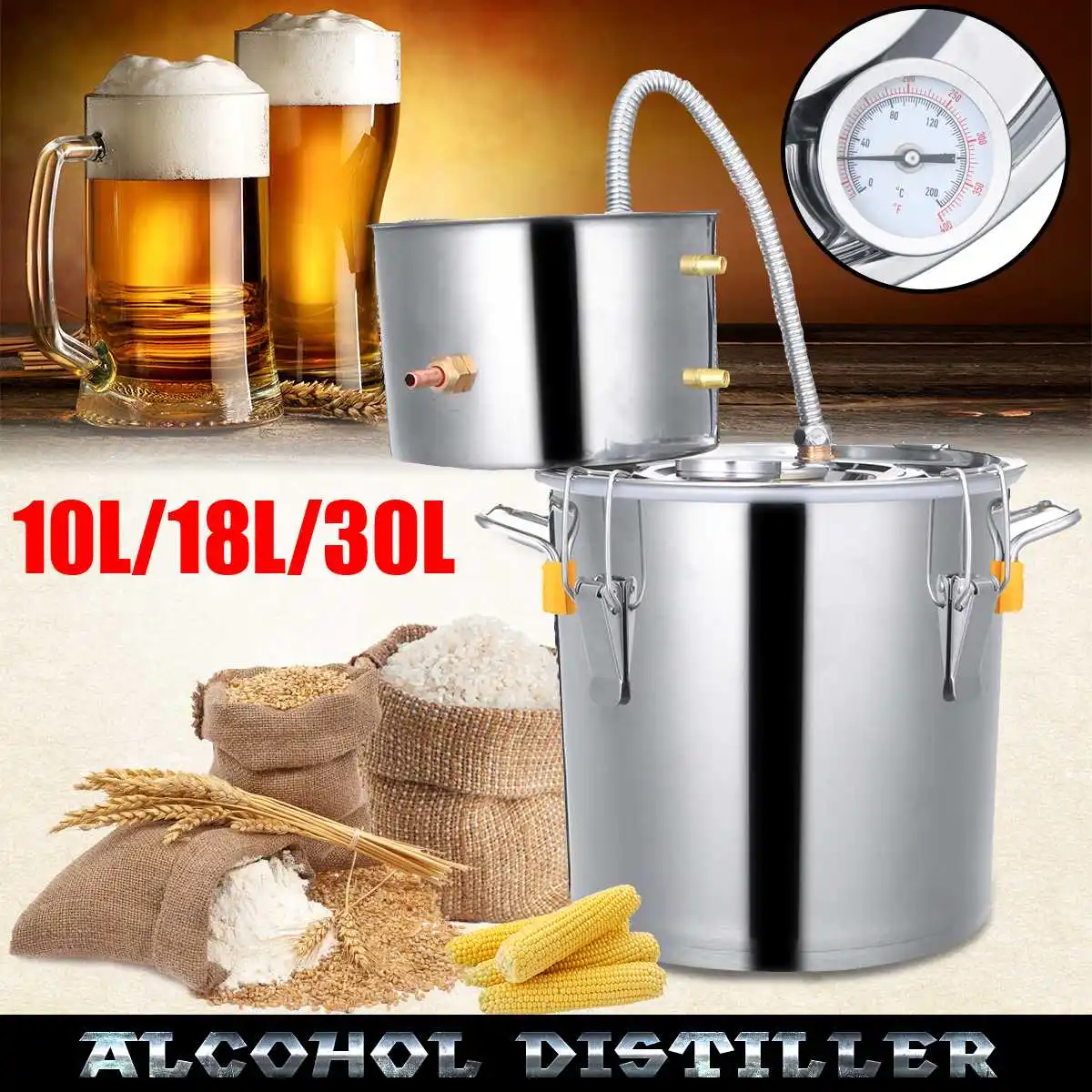 

Becornce 10L 18L Still Distiller Alcohol DIY Moonshine Equipment Stainless Steel Brewing Machine for Whisky Wine Beer Dispenser