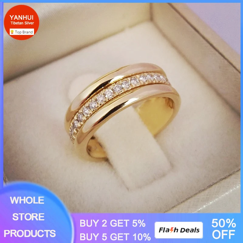 

2023 NEW Fashion Gold Color Wedding Ring For Women Micro Paved Cubiz Zircon Finger Rings Female Engagement Jewelry Accessories
