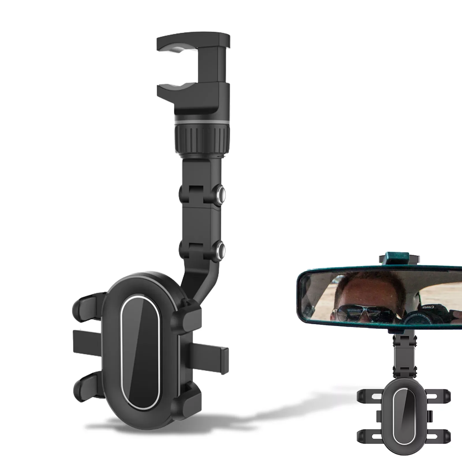

Rearview Mirror Holder 360 Degree Mount For Car Car Mount Clip Suitable For Most 2.3-3.7 Inch Mobile Phones