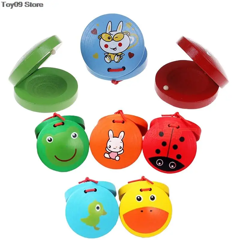 

New Cartoon Wooden Castanet Toy Children Musical Percussion Instrument Xmas Gift
