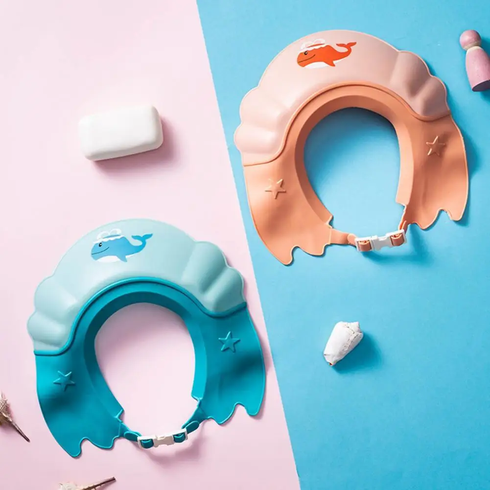 

Reusable Good Bright-colored Ultra-soft Wide Brim Baby Bathing Cap Unisex Toddler Shampoo Hat Lovely Shape Home Use