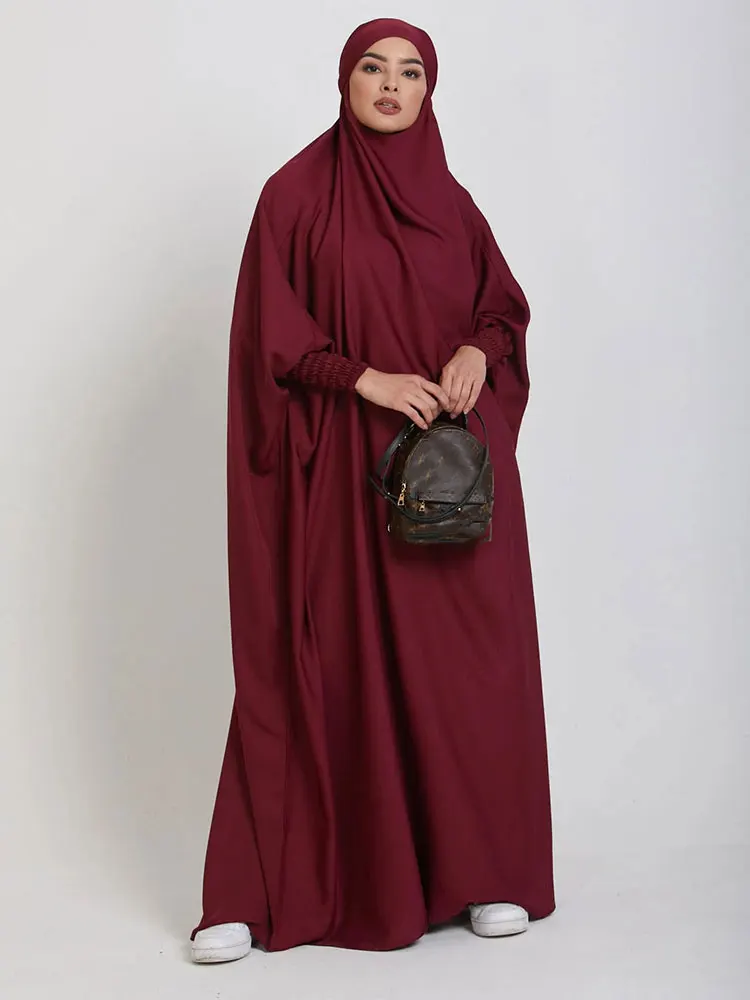 Молитвенное платье Рамадан цзилбаб, женское платье с капюшоном, бархатный атласный длинный рукав летучая мышь, химар, Паранджа, мусульман, Д...