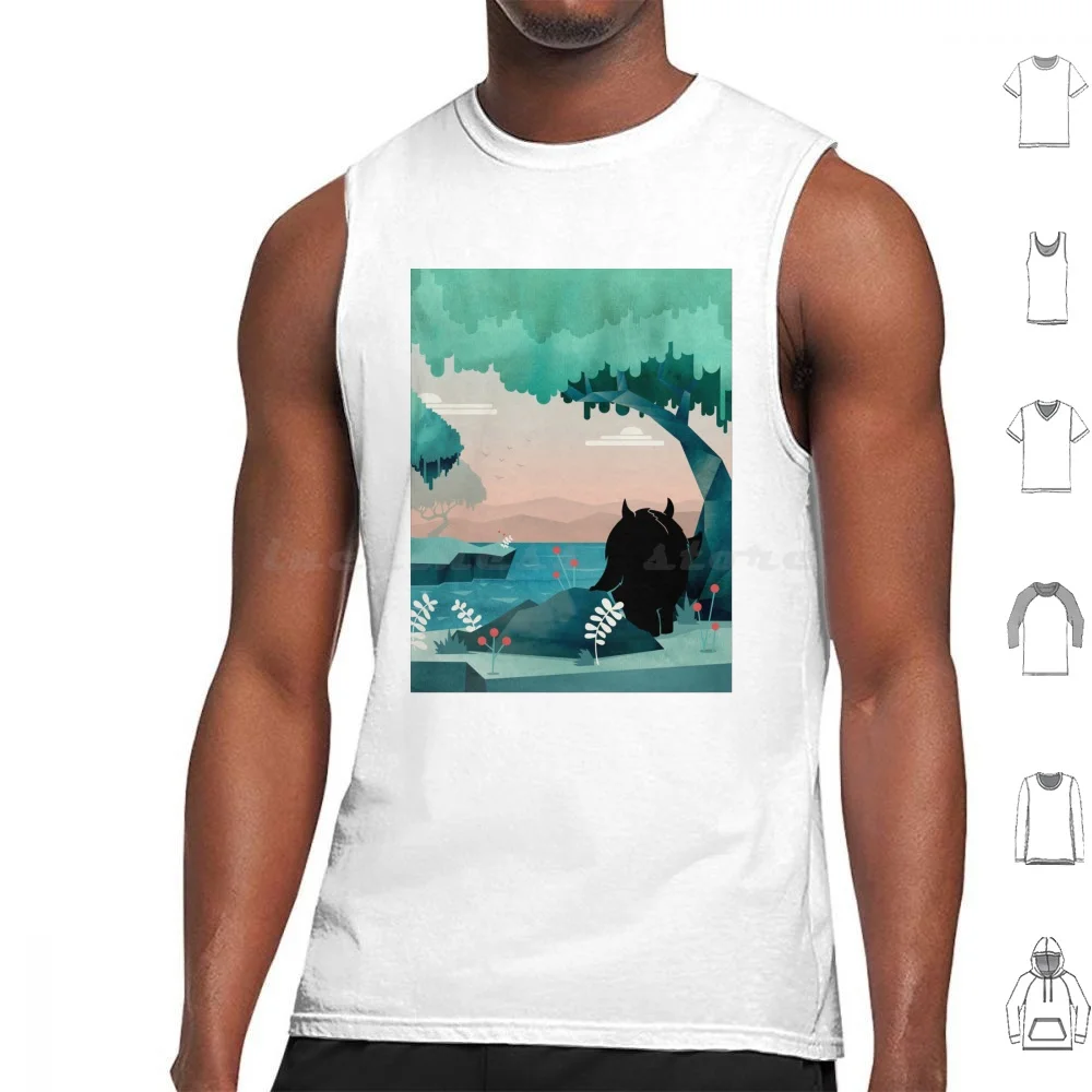 

The Journey Tank Tops Print Cotton Monster Journey Travel Adventure Nature Landscape Surreal Water Trees Berries Ferns