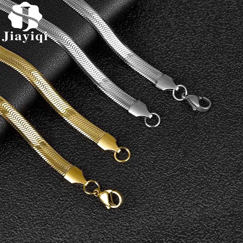 

Stainless Steel Flat Necklace Waterproof Filmy Snake Chain Men Gift Jewelry Various Length Choker Clavicle Necklace