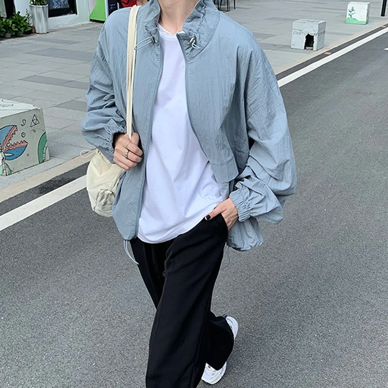 

2021 Spring and Autumn Fashion New Korean Fashion Sunscreen Loose Windbreaker Pure Color Simple Stand-up Thin Jacket Collar