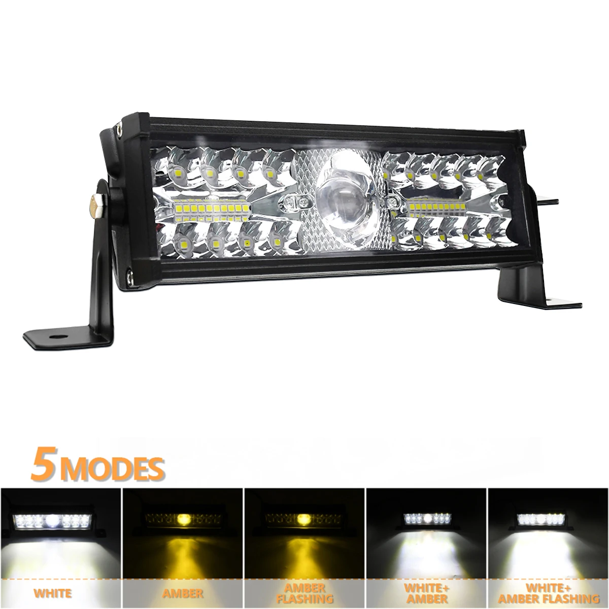 

10Inch 120W Amber White LED Light Bar 5 Modes Flood Spot Combo Strobe Light Amber Fog Light Dual Color Flashing Offroad Lights