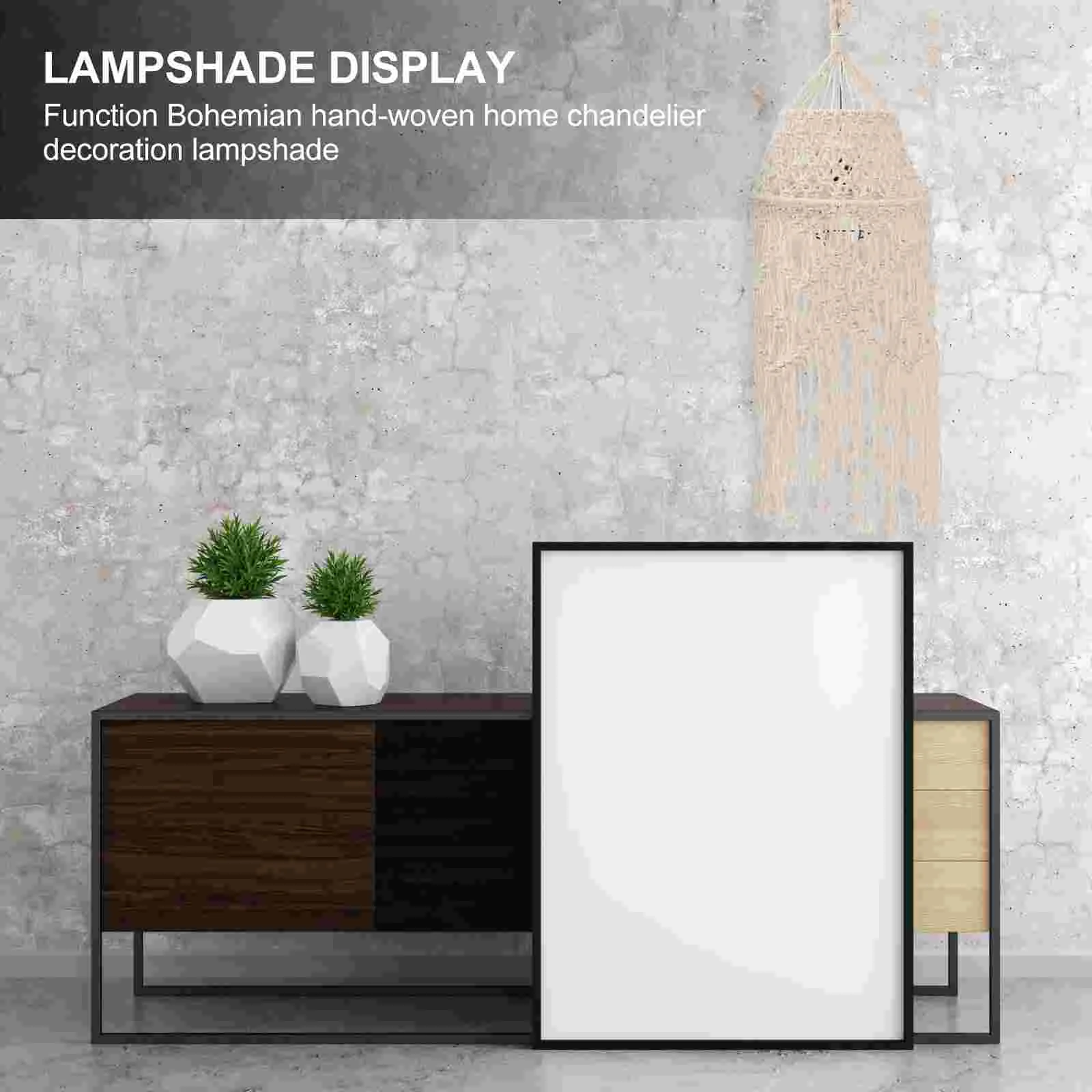 

Shade Light Lamp Ceiling Chandelier Room Tassel Knitting Decor Hanging Fabric Living Desktop Tapestry Macrame Lampshade Rope