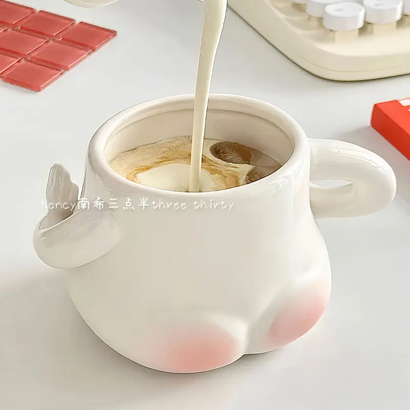 

400ML Kawaii Cute Pinch Fat Belly Ceramic Mug Coffee Cup Milk Tea Porcelain Breakfast Water Cups Home Drinkware Gift for Girls
