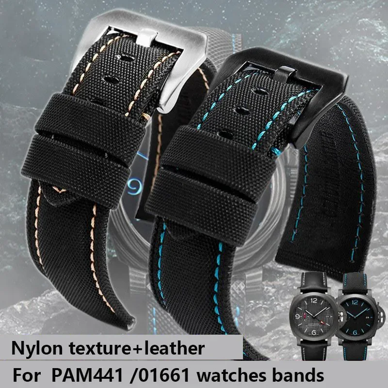 Для Panerai PAM441/01661 браслет 22 мм 24 26 кожаный спортивный ремешок для часов черный синий