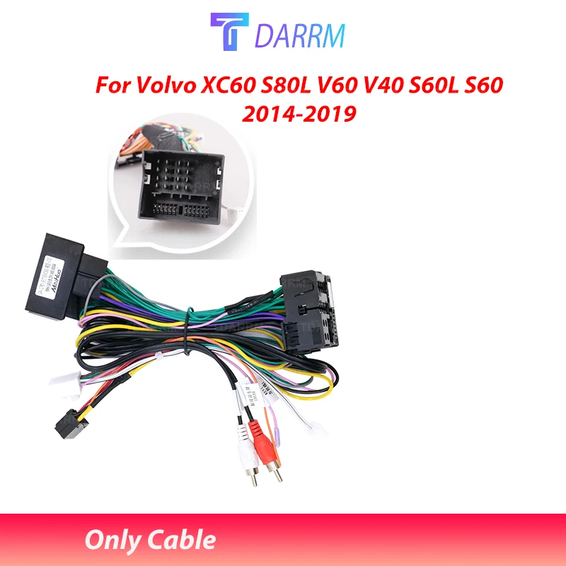 

16-контактный шнур питания для радио Android, кабель-адаптер для Volvo XC60 S60 V60 2014-2019, автомобильный стерео жгут проводов, разъем Canbus декодера