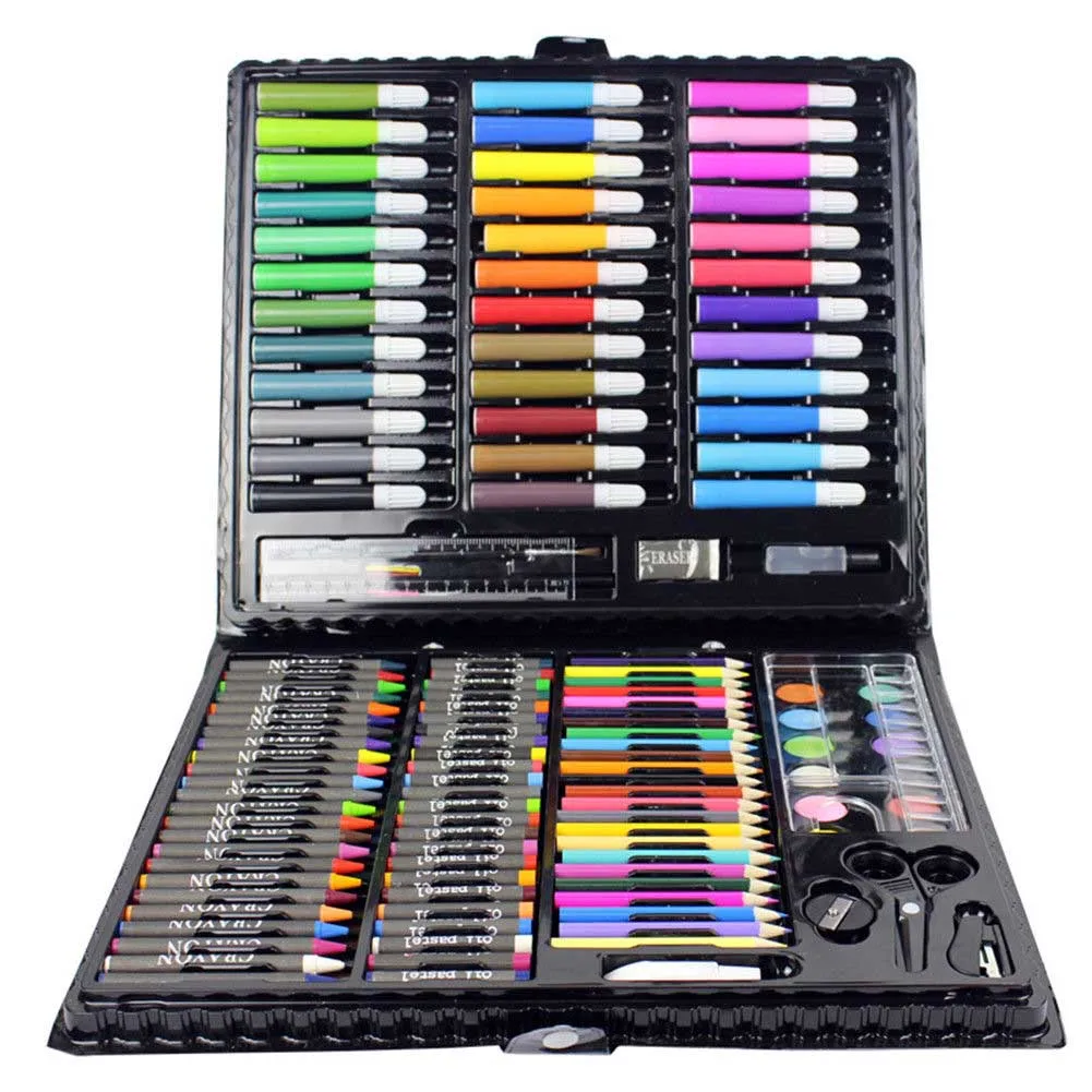 

150 Pcs/set Drawing Tool Kit With Brush Art Marker Water Color Pen Kids Gift With A Case Easy To Carry Child Box Painting