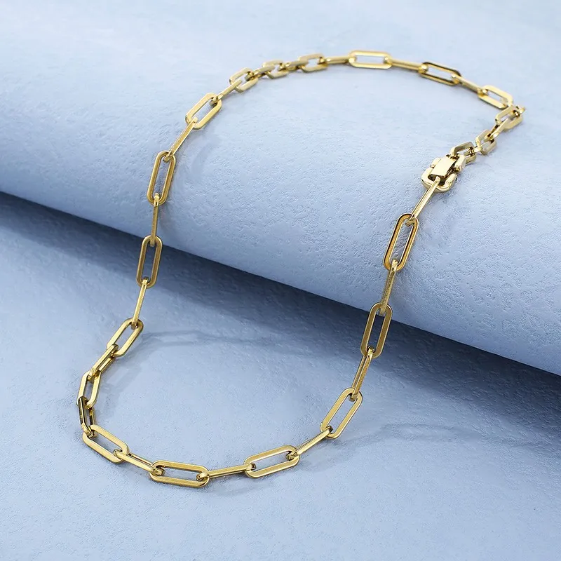 Очаровательное колье Fongten в стиле хип-хоп цепочка из нержавеющей стали золотого