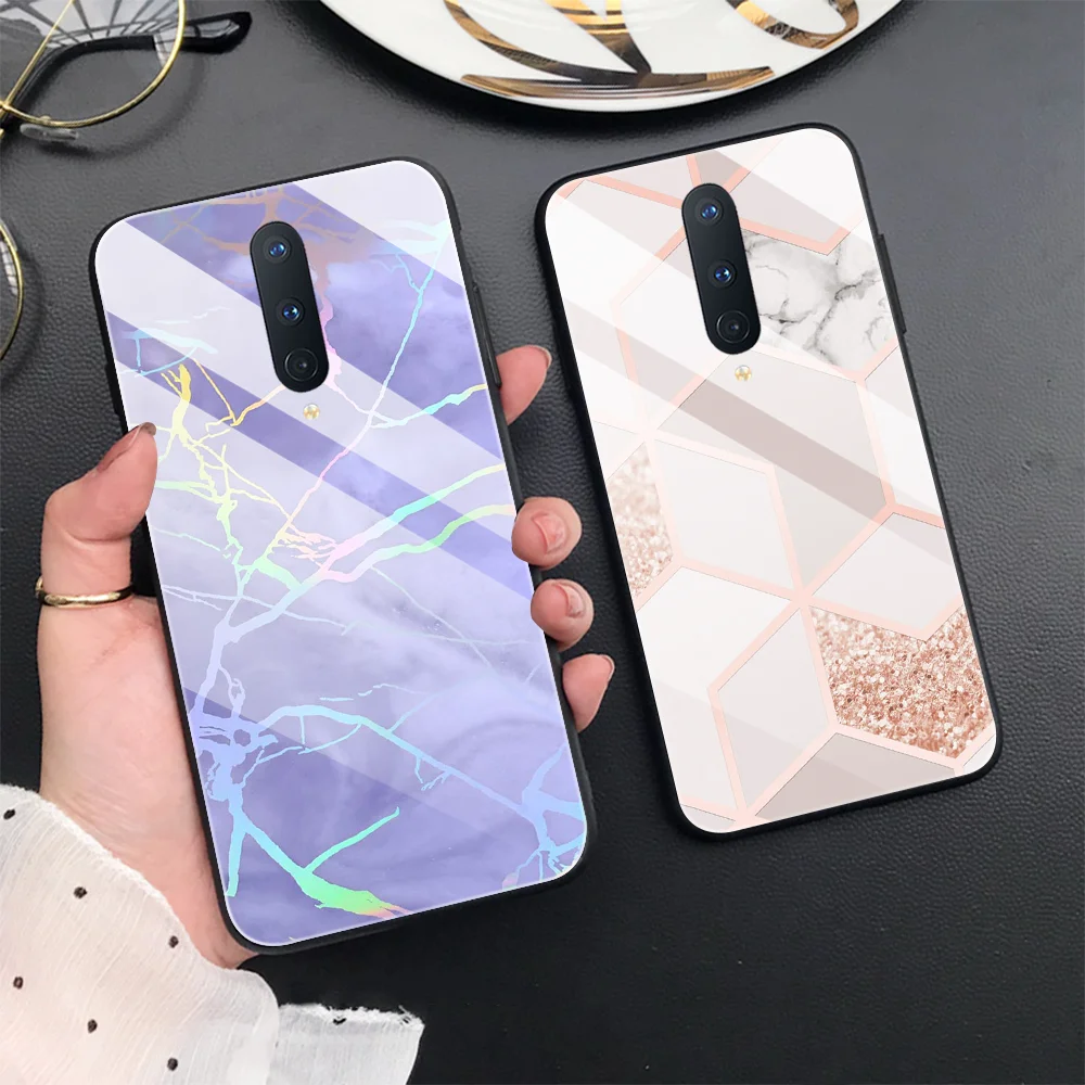 

Luxury Marble Tempered Glass Coque for Oneplus 8 T 9 9R Phone Shells For One Plus 8 Pro 7 7T 8T Nord N10 N100 9RT 5G Back Covers