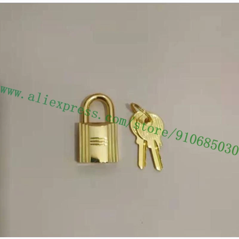 Top Level Bag Locks Parts 1 Lock 2 Keys Polished Golden Padlock For Lady Handbag Also Used As Necklace Pendant Charm