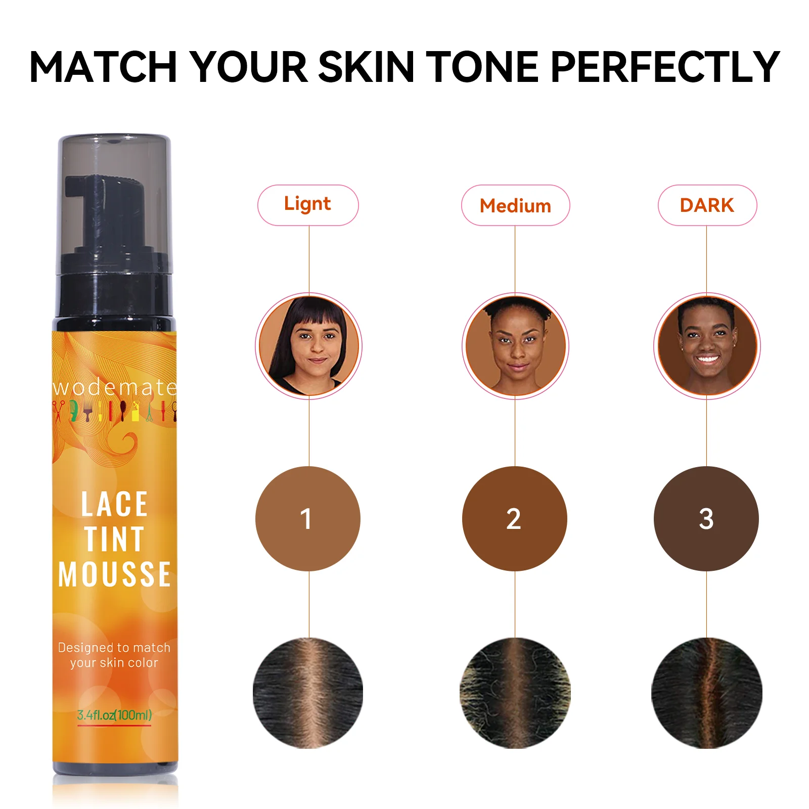 Lace Tint Mousse Waterproof Lace Tint Spray For Toupees Light Brown Wig Knots Healer Quick Dry Wig Grids Concealer No Residue