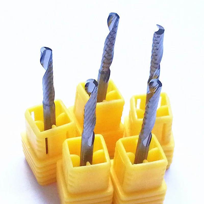 

5pcs CNC Tool Woodworking Metal Aluminum PVC Milling Cutter Single Flute Inch End Mill Router Bit Engraving Bit Spiral Endmill