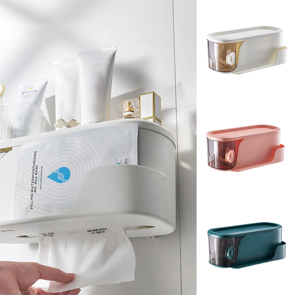 

Multipurpose Cosmetic Storage Case Multifunctional Waterproof Tussue Box For Home Washroom Organizer